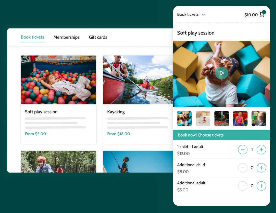 Beyonk's activity booking system view on mobile and desktop