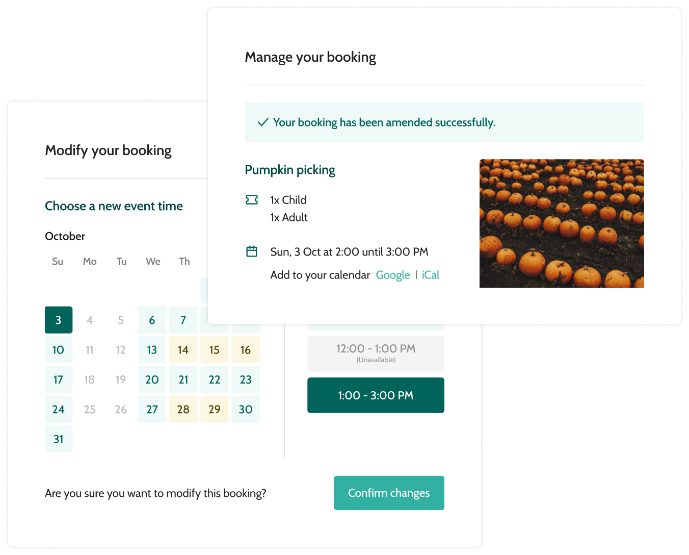 Manage your halloween event booking software - Beyonk graphic interface